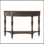Console demi-lune en bois massif avec tiroir et tablette, table d'entrée incurvée et cannelée, pieds sculptés de style colonne romaine-94514493-94514470-94514491