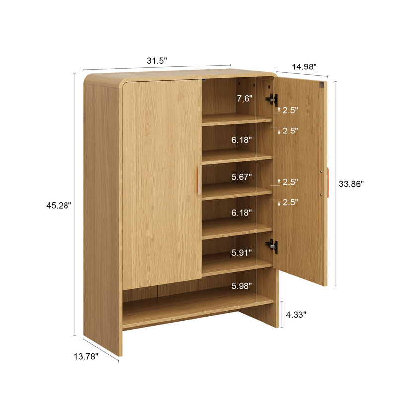 Armoire de rangement pour chaussures 24 paires avec tablettes réglables, Chêne