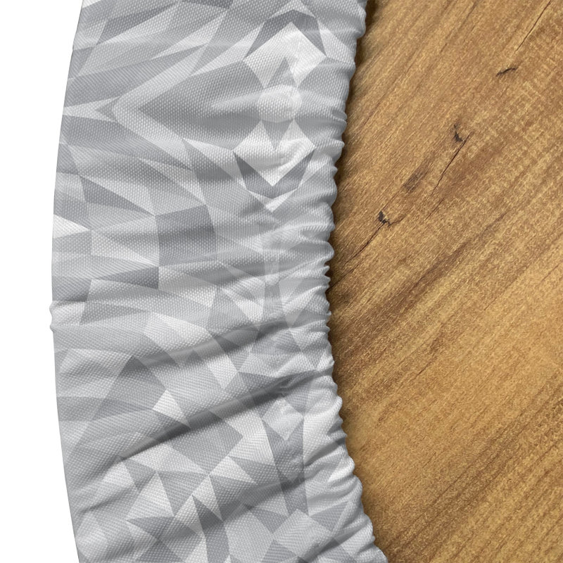 East Urban Home Grey Abstract Fitted Round Tablecloth Taupe Grey, 51.97" Round