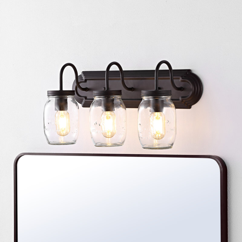 Roo Farmhouse Industrial Iron Mason Jar LED Vanity