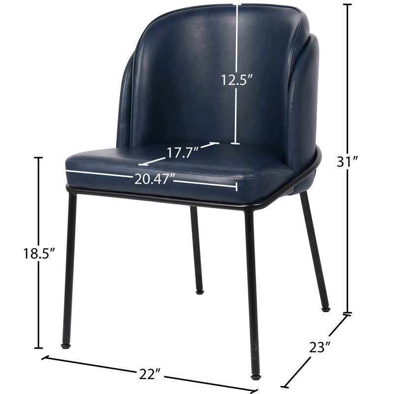 Chaise de salle à manger Jagger, Cuir végétalien bleu marine