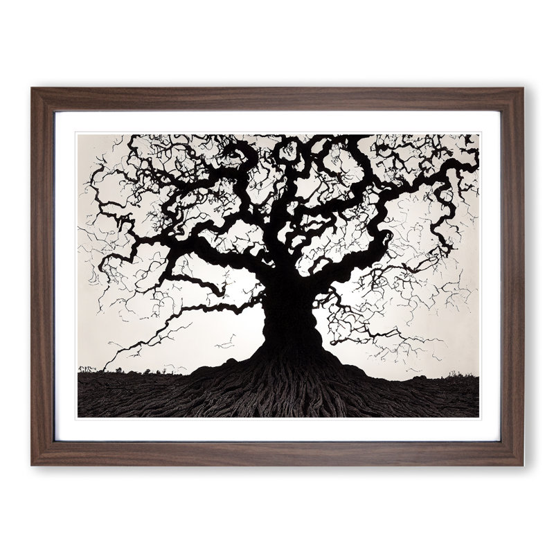 Bewitching Oak Tree - Single Picture Frame Print, 46cm H x 64cm W x 2cm D, Walnut Framed