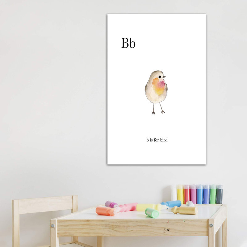 Décoration murale Bb Is For Bird Kids, H 26 po x l 18 po x 1,5 po, Toile tendue