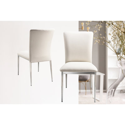 2 chaises contemporaines en similicuir contemporain, blanc doux - option élégante pour le coin repas