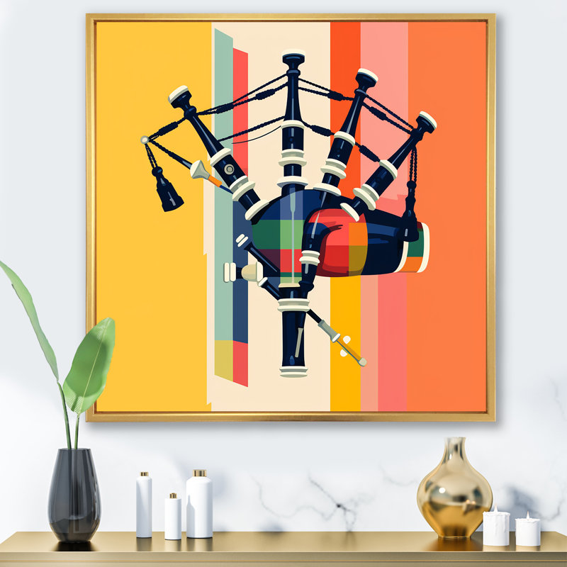 Cornemuse Melody I - fruits, art mural, Cadre flottant doré, H 16 po x l 16 po x P 1 po