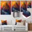 Décoration murale rouge château enchanté au coucher du soleil - châteaux-527885667-527885670