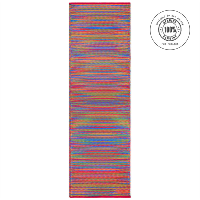 Tapis d'extérieur imperméable en plastique Amyree, Cancun - multicolore, Tapis de couloir 2 pi 6 po x 8 pi