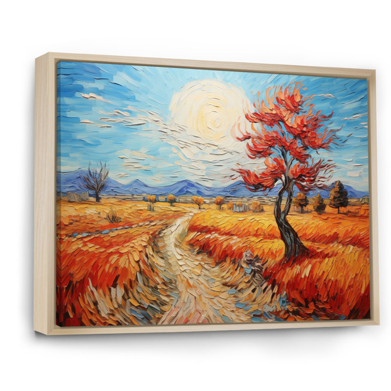 Vangogh Autumn Path III, encadré sur toile par Vincent Van Gogh, peinture, H 12 po x l 20 po x P 1 po, Cadre naturel flottant