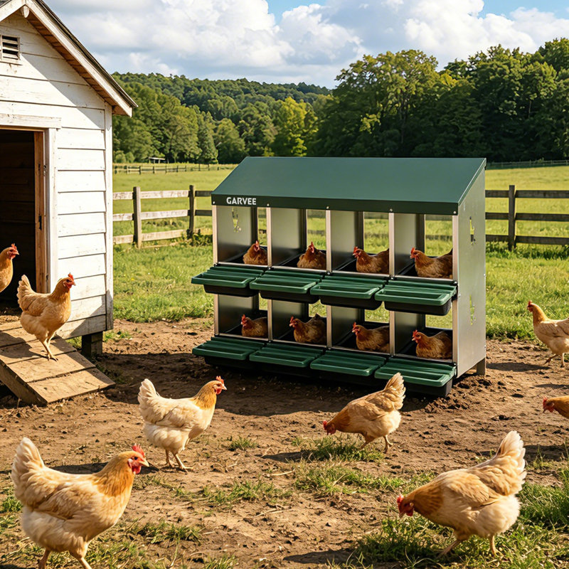 Boîtes gigognes à 8 compartiments pour poules, boîtes à poules roulantes pour poules, Vert