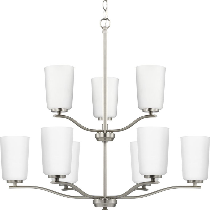 Lustre linéaire moderne à 9 lumières à intensité variable Rozema, Nickel brossé