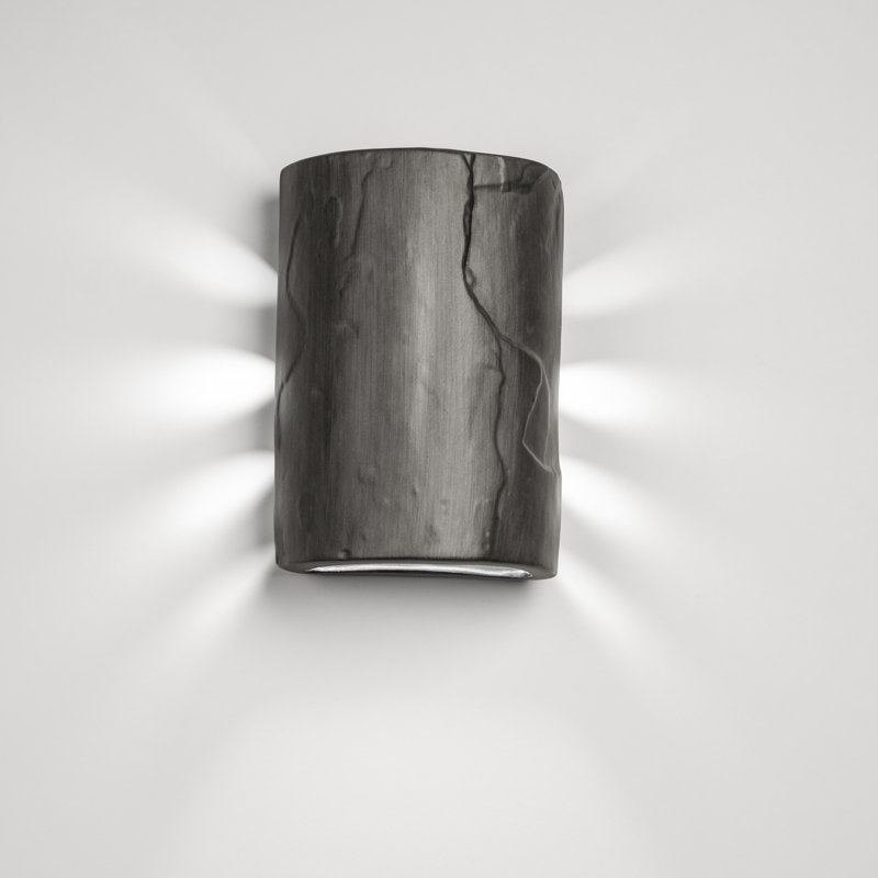 Donnice Flush Mount Ceramic Outdoor Wall Lights, LED Bulb Included, 10" H x 7" W x 4.5" D, Rubbed Pewter