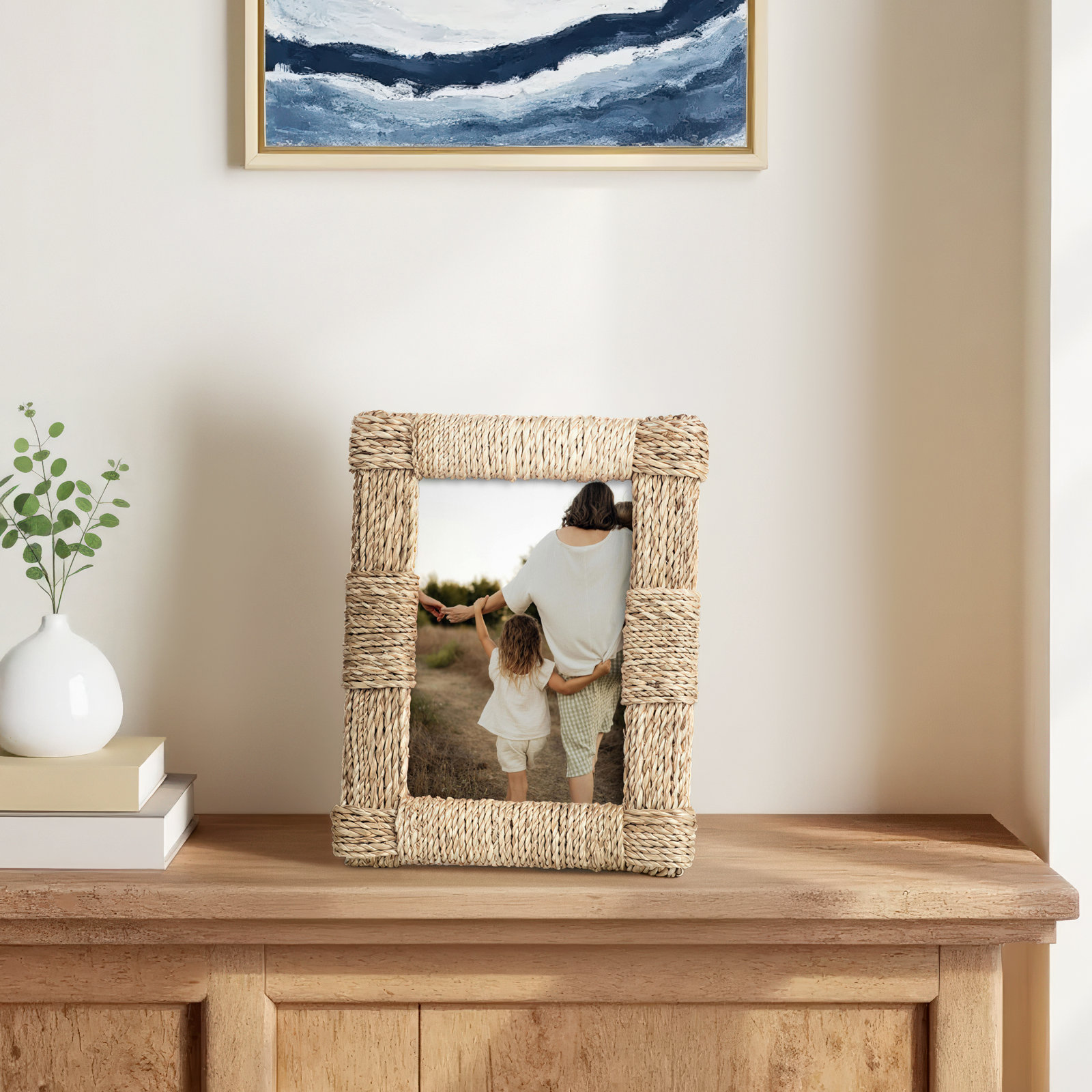 Hamburg Beige Abaca Picture Frame, 5" x 7"
