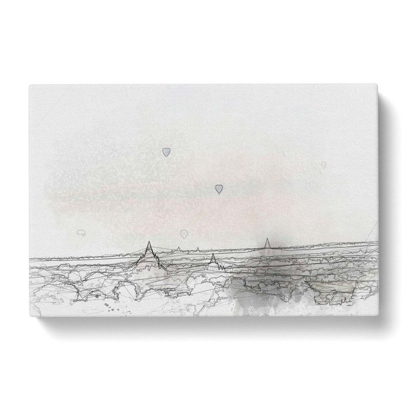 Hot Air Balloons over Myanmar in Abstract - Wrapped Canvas Drawing - Wrapped Canvas, 35cm H x 50cm W x 3cm D