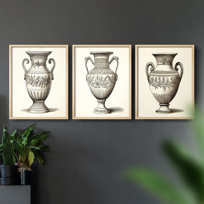 Abstract  Series  CVII  -Set Of 3 Framed Giclee Prints -Ready to Hang