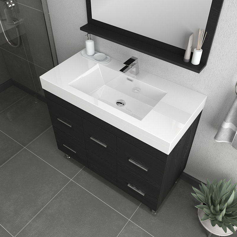 Meuble-lavabo simple 42 po Merlino, Noir