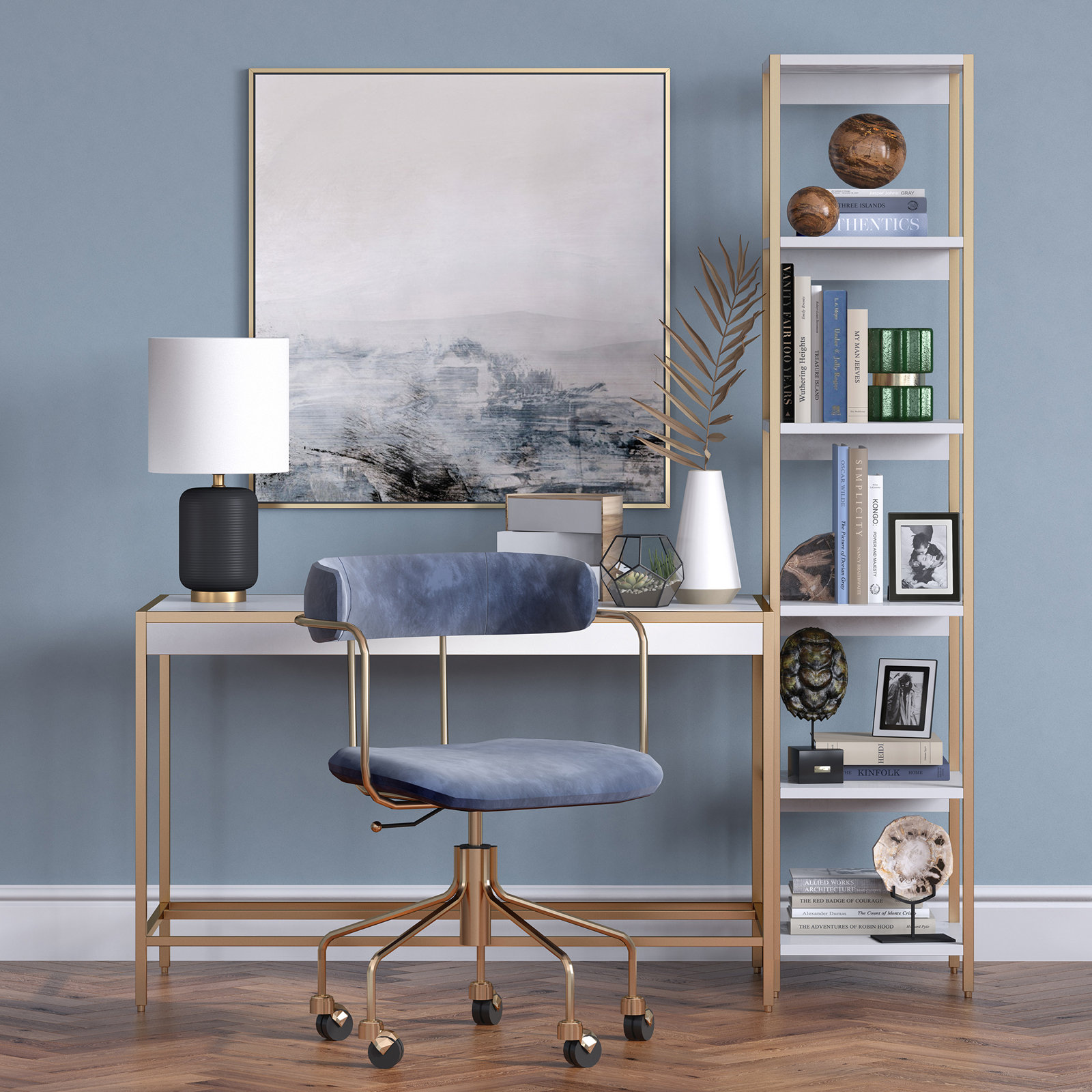 Gracie Table Lamp, Matte Black/Brushed Brass