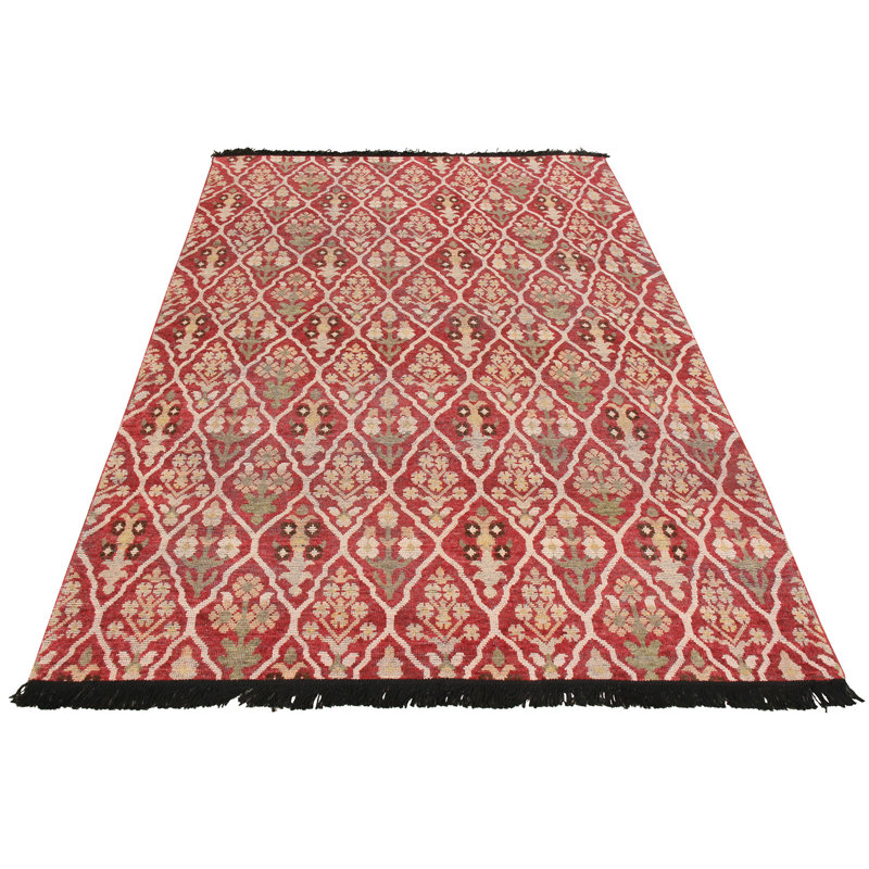 Burano Hand Knotted Wool Geometric Area Rug, Rectangle 6' x 9'