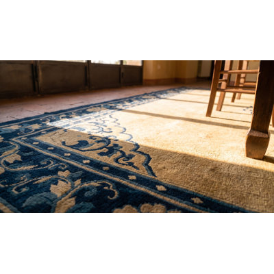 Tapis chinois clair de couleur crème clair du milieu du 19e siècle Ningxia