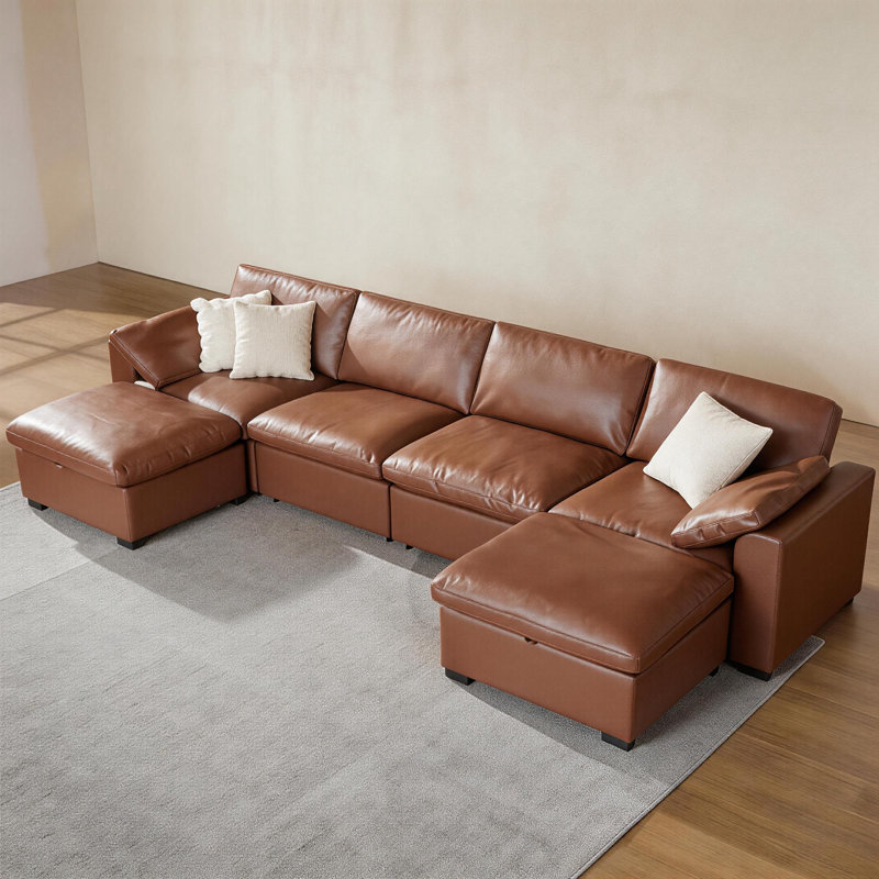 Canapé modulaire de 160 po, canapé rembourré en duvet, canapé en U de 6 places avec repose-pieds mobile, fauteuils modernes pour salon, appartement, bureau, petit espace