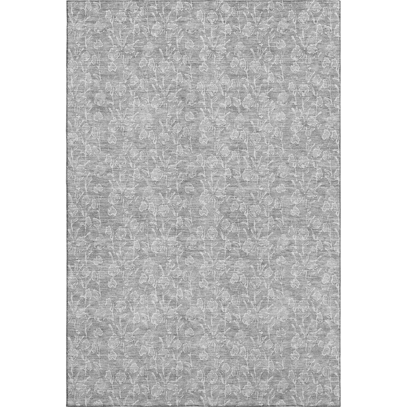 Premium Machine Washable Prisco Silver Rug, Rectangle 10' x 14'