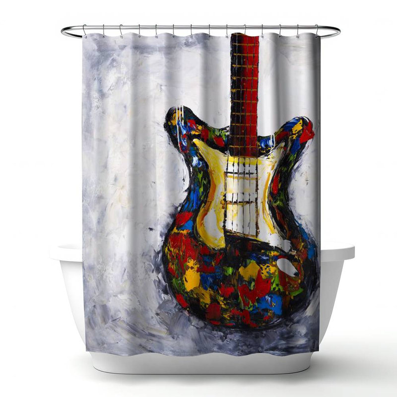 Shower Curtain MU19 – Polyester Shower Curtain, Dye Sublimation Print, 71" W × 74" L