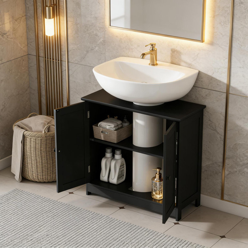Armoire de rangement de salle de bain peu encombrante, style moderne en MDF pour utilisation sous l'évier