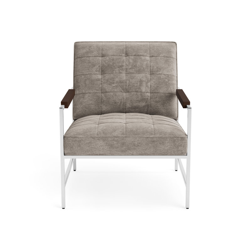 Major Arm Chair, Sienna, Vintage Chenille - Mink, Polished Stainless Steel