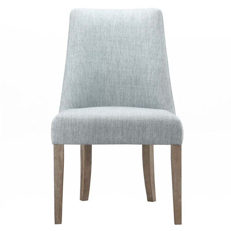 Upholstered Dining Chair Set Of 2, Light Blue, Brown