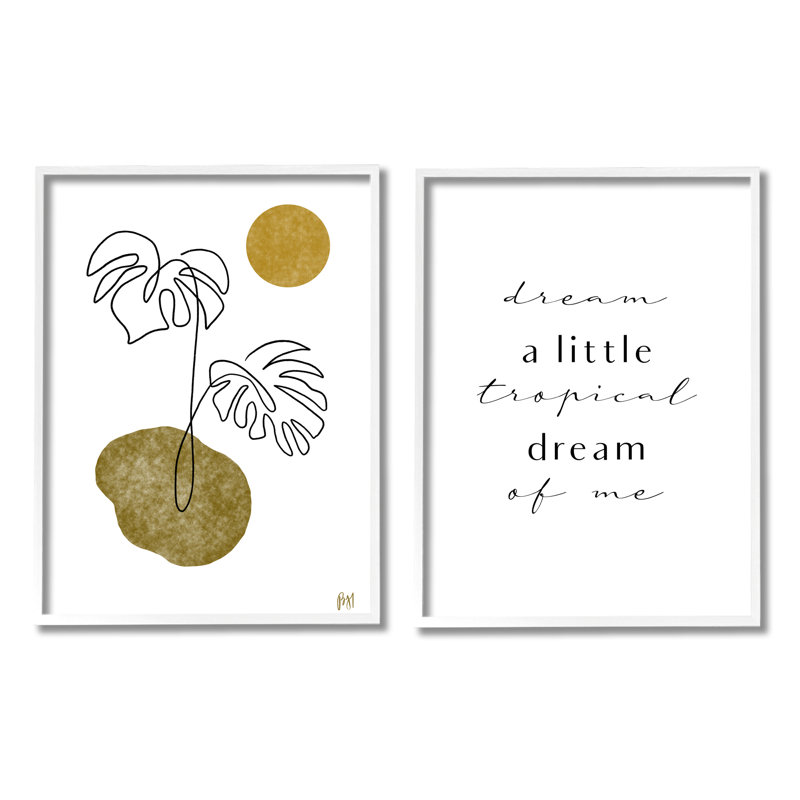 «Dream Tropical Dream of Me» par Birch & Ink - ensemble de 2 impressions, Giclée encadrée blanc bord de mer