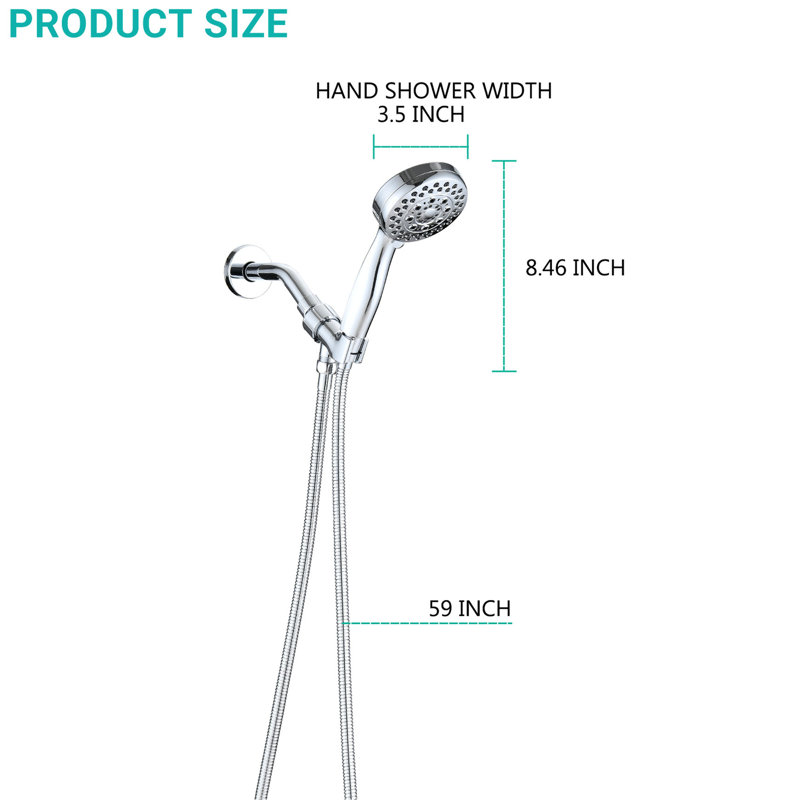 5 pommeaux de douche à main réglables, Argent argent