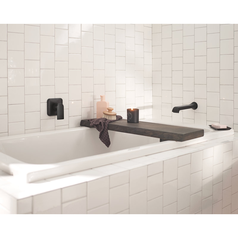 Genta LX Single Handle Wall Mount Tub Filler High Flow Tub Faucet With 10" Spout Reach, Matte Black