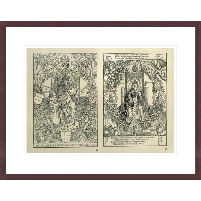La philosophie et un empereur des Habsbourg de «Quatuor Libri Amorum», écrit par Konrad Celtis de Nurernberg par Albrecht Dürer, impression par estampe numérique encadrée