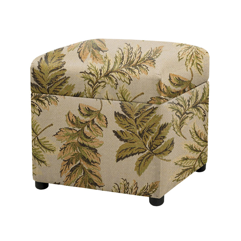  Nelima Upholstered Ottoman with Storage, Jacquard floral brun clair 100% polyester