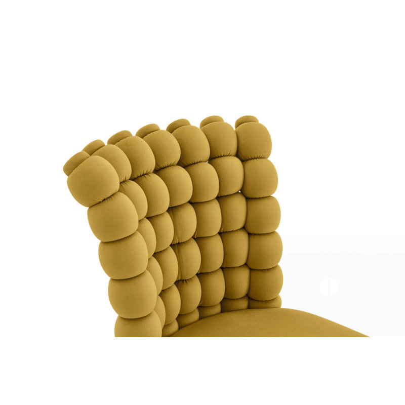 Fauteuil d'appoint ergonomique capitonné avec pieds dorés brillants, Jaune