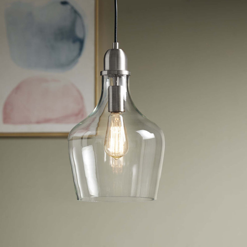 Luminaire suspendu en forme de cloche Auburn, Argent argent, Clair