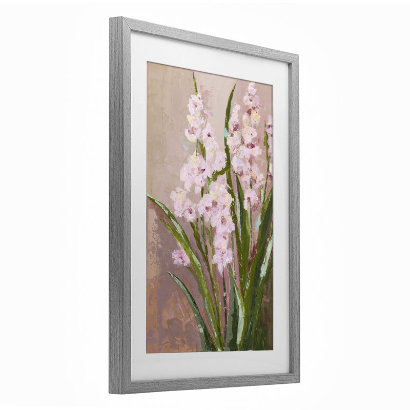 «Pink Garden Dreams», reproduction sous verre encadrée, conception de Susan Pepe, Cadre de ferme gris, H 20 po x l 14 po
