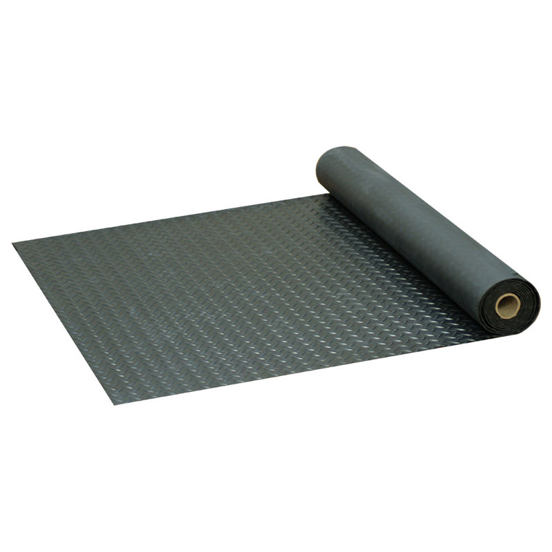 Revêtement de sol en caoutchouc Diamond, 0.14" H x 36" W x 120" D, Black