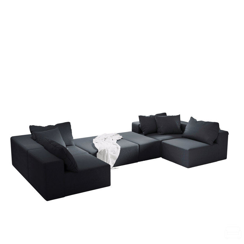 Ensemble de canapé modulaire rembourré Modern, Noir