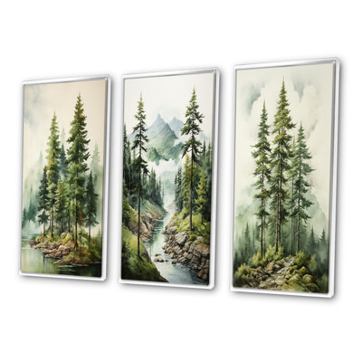 Arbre vert pin vert Eternal Guardians III - ensemble d'art mural pin 3