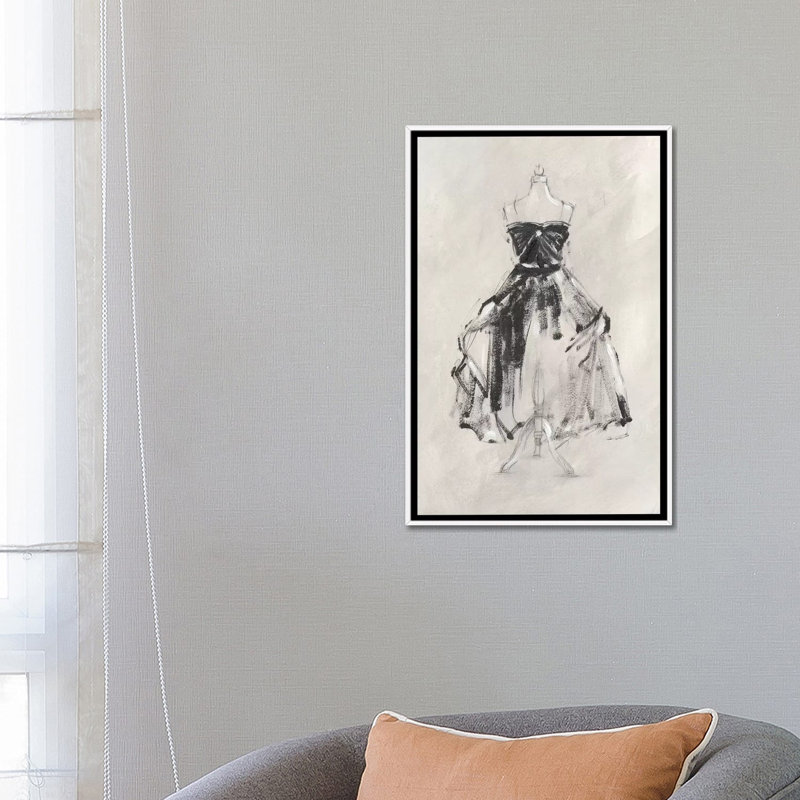 "Black gown I" par Ethan Harper, reproduction d’art, H 26 po x l 18 po x 1,5 po, Toile blanche encadrée, Pas de tapis