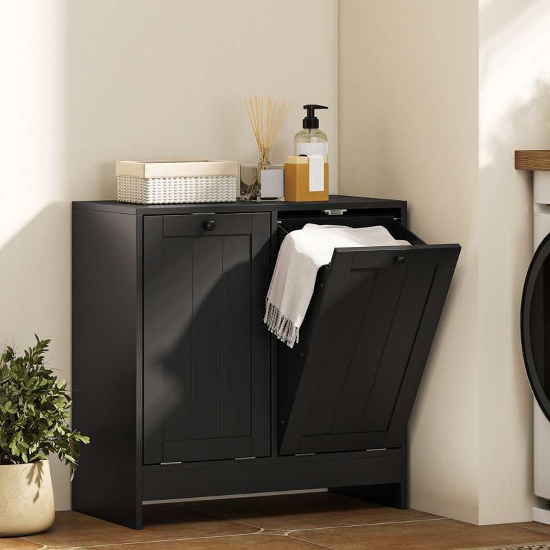 Armoire de rangement à linge inclinable avec paniers à 2 compartiments, noir