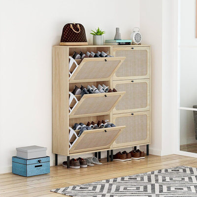 Armoire de rangement à 3 tiroirs en rotin Boho Style