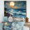 Golden Blue Majestic Waves II, reproduction d'art sur toile