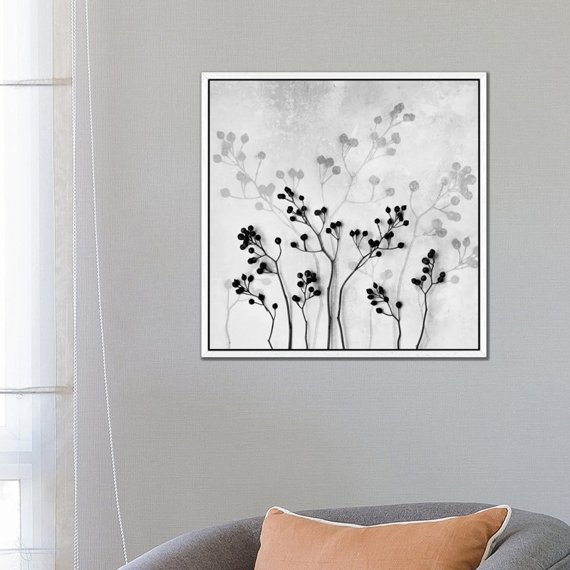 Abstract Flowers V by Mareike Böhmer - Gallery-Wrapped Canvas Giclée on Canvas, White Floater Framed, 66.04 cm H x 66.04 cm W