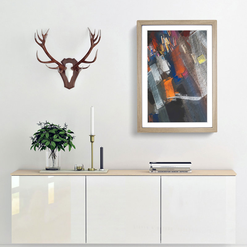 Strokes of Colour in Abstract - Framed Print, 65cm H x 48cm W x 2cm D, Oak Framed