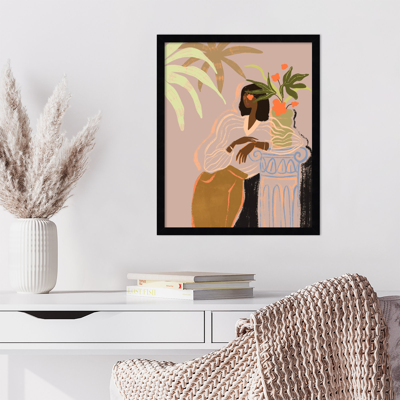 Prudence "Lady in Waiting" Print, Black, 21" H x 17" W