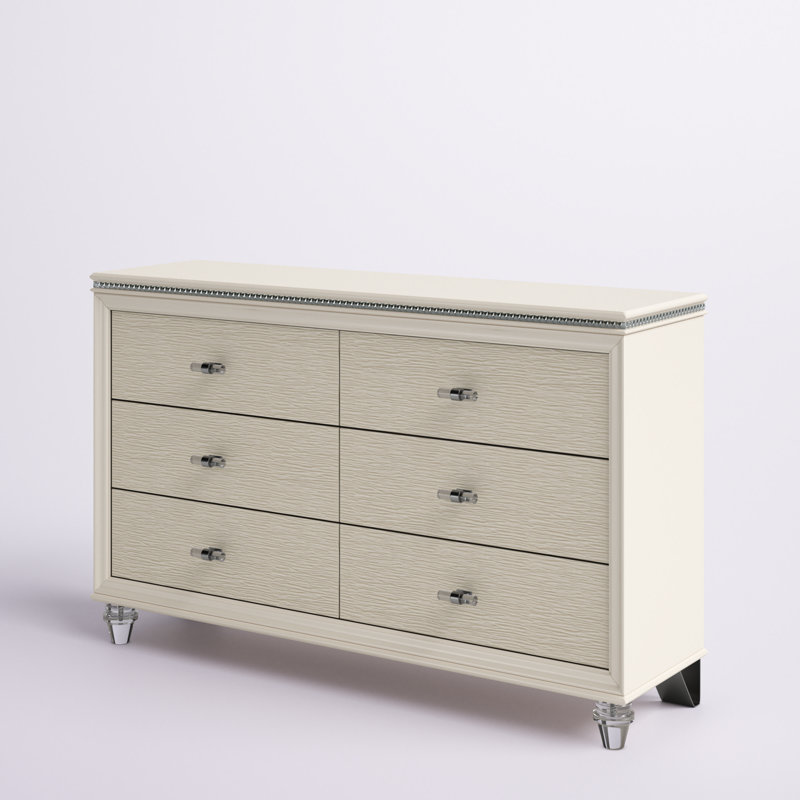Commode double 6 tiroirs Sienna, Blanc