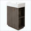 Meuble-lavabo de salle de bain avec lavabo en céramique, armoire à grain de bois autoportante à gauche avec rangement ouvert et fermé (robinet non inclus)