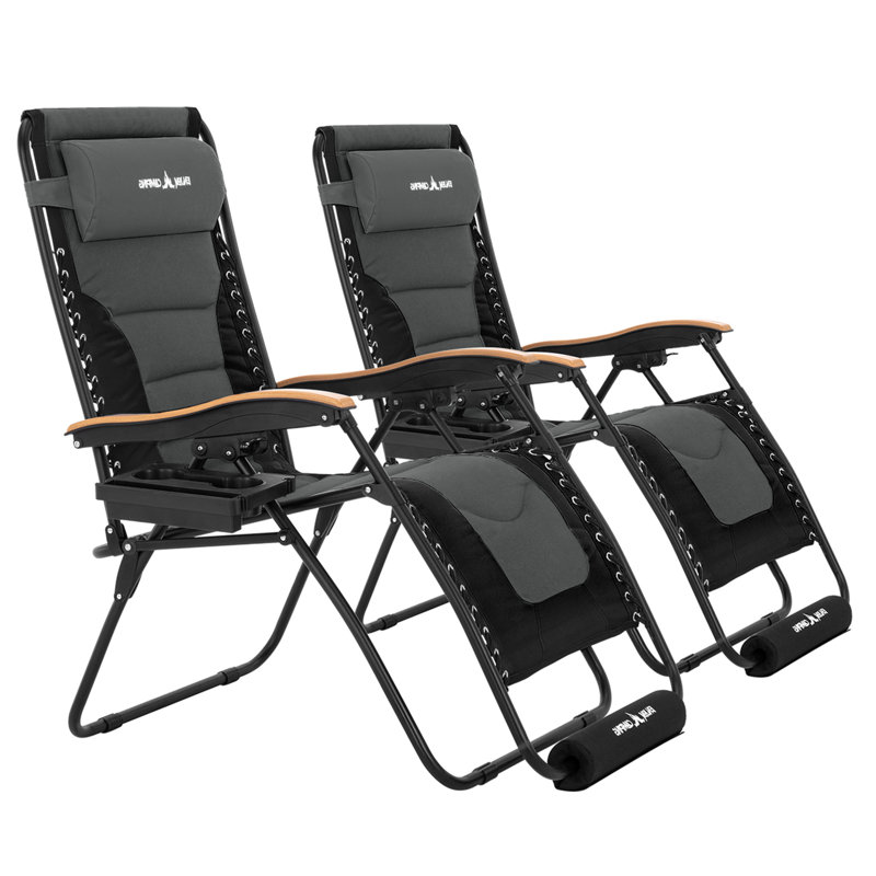 Chaise inclinable zéro gravité avec coussin, gris
