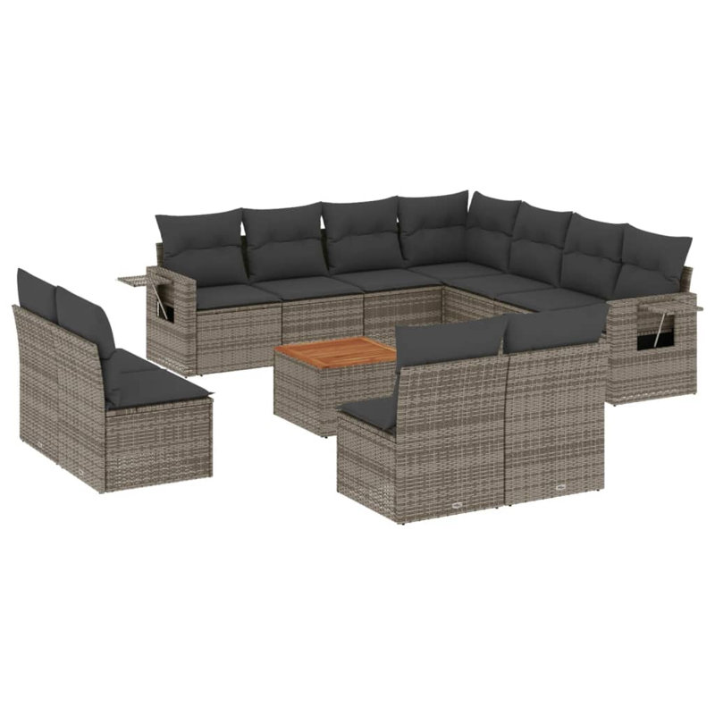 Ensemble de canapé modulaire en rotin PE gris Vidaxl